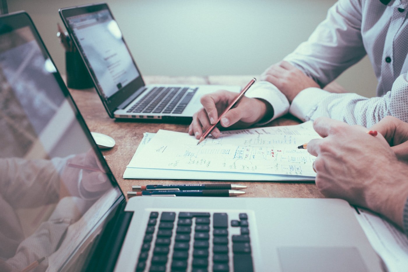 Business planning documents on a desk